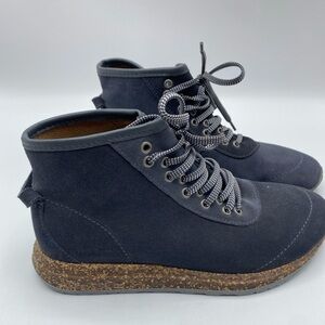 BIRKENSTOCK Atlin Boot Shoe Blue Suede Cork Heel Women’s 36